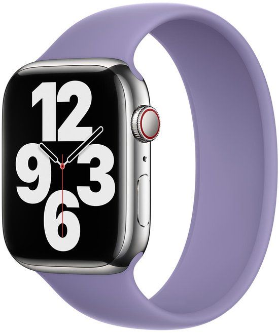 Apple Siliconen solobandje voor de Apple Watch | 44/45/46/49 mm - Maat 4 - English Lavender
