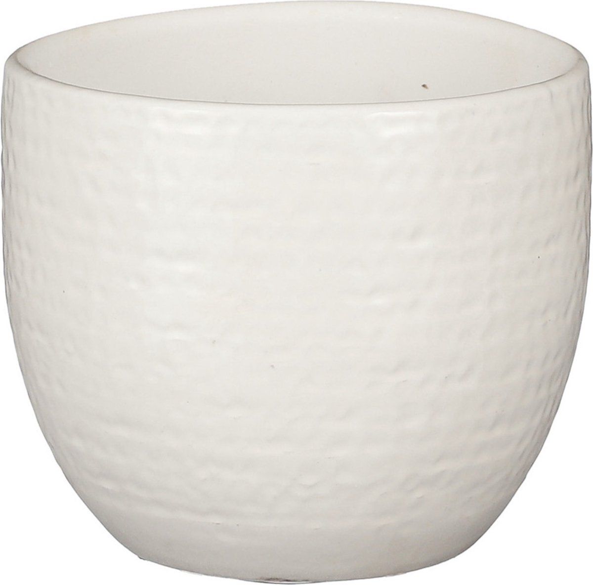 Mica Decorations - Plantenpot/bloempot - terracotta - wit flakes relief - D14/H12 cm