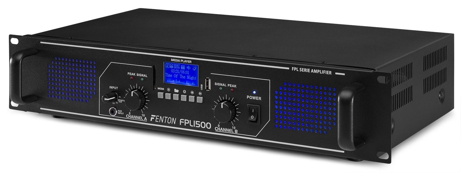 Fenton FPL1500 - 1500W Digital Amplifier with Bluetooth and MP3 Player - Black