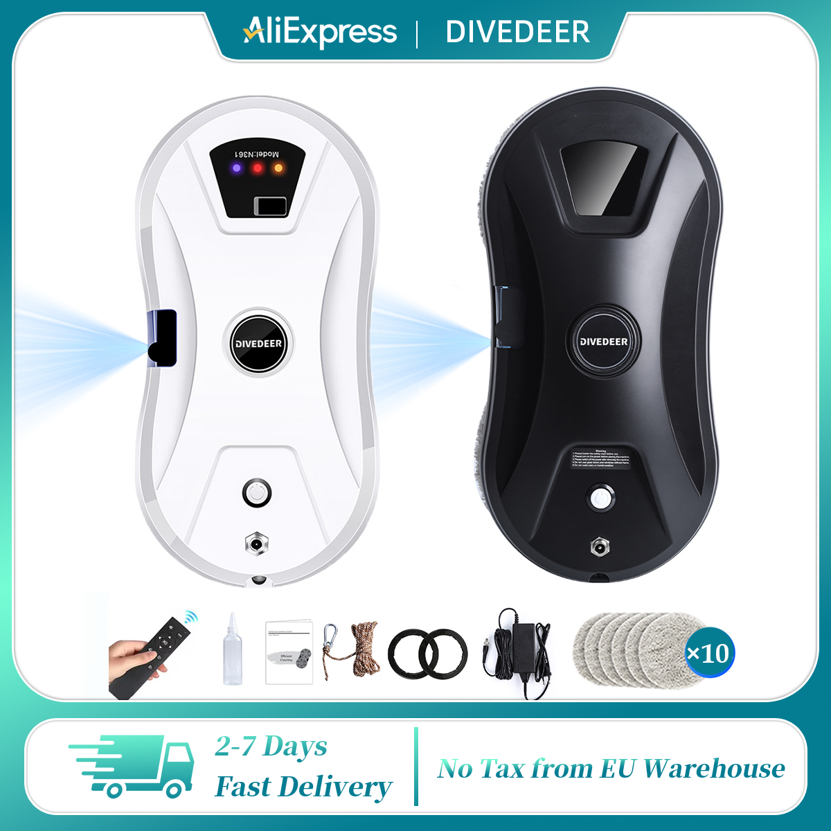 DIVEDEER YTK-334 Automatische raamreinigingsrobot Smart Wiping Enkele waternevel Hoogbouw Windows met groot bereik Elektrische wasmachine