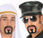 Atosa Carnaval verkleed baard en snor - Biker/Sjeik/Arabier - zwart - ringbaardje