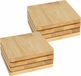 Excellent Houseware Sous-verres pour verres - 8x - Beige - Carré - Bois - 10 x 10 cm