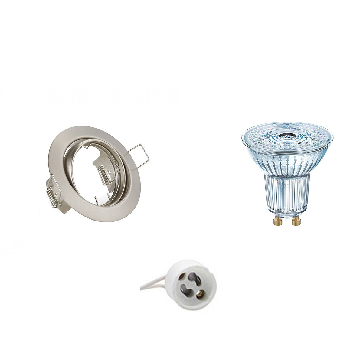 Osram - LED Spot Set - Parathom PAR16 927 36D - GU10 Fitting - Dimbaar - Inbouw Rond - Mat Nikkel - 5.5W - Warm Wit 2700K - Kantelbaar Ã˜83mm