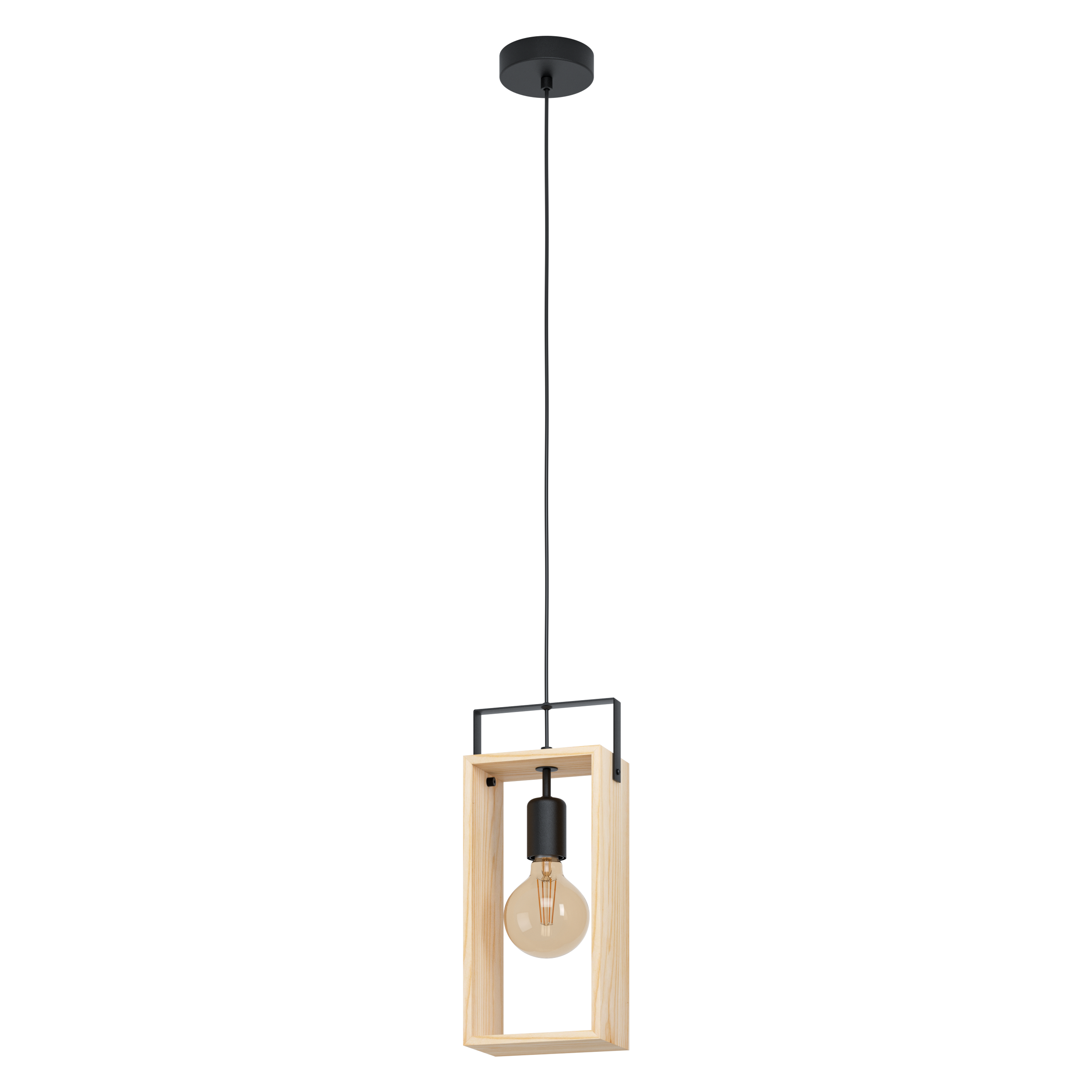 EGLO Famborough Hanglamp - E27 - Zwart/Hout