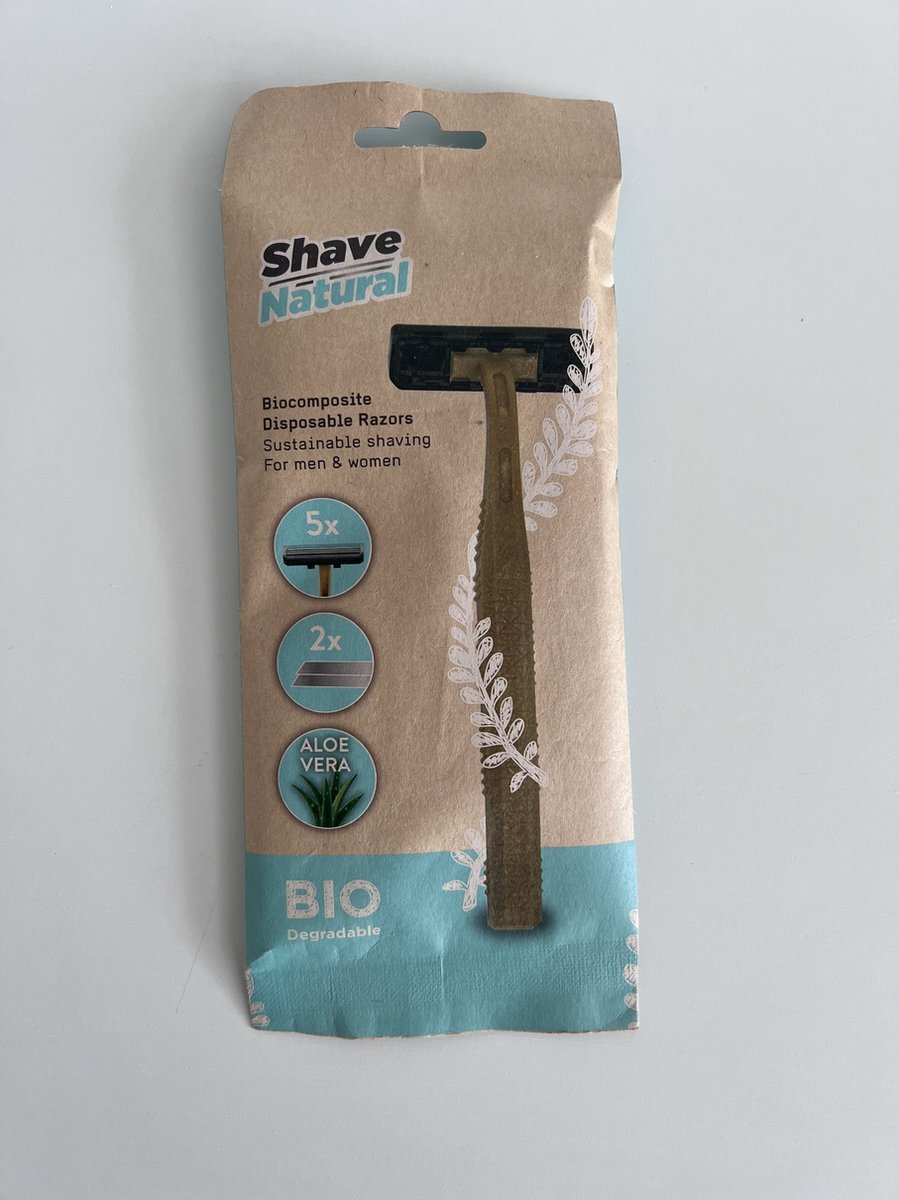 BIO Degradable Shave Natural - Bio-composiet - Wegwerpscheermesjes - 5 stuks - Duurzaam