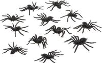 Atosa spinnen - 24x stuks - kunststof - zwart - 3 x 6 cm - helloween