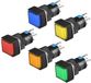 Merkloos / Sans marque Wan GmbH 5 Stuks 16 mm Vierkante Drukknopschakelaars met LED-lamp in Rood, Blauw, Groen, Geel en Oranje