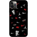 Maniacase iPhone 13 Pro hoesje Nike Jordan wit rood zwarte achtergrond