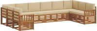 vidaXL - Hoek loungeset - 10 zitplaatsen - Natuurlijk en beige - Acacia hout