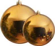 Decoris Grote Kerstballen - 2 stuks - Goud - Kunststof - Dia 14 & 20 cm