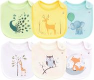 Maiwamita 6-pack waterdichte katoenen babyslabben voor meisjes en jongens voor kwijlvrij eten met drukknoop (Multi2)