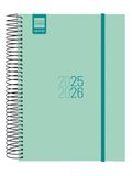Finocam Spiraalkalender 2025/2026, 1 dag per pagina, september 2025 - augustus 2026 (12 maanden), turquoise, Spaans