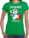 Bellatio Decorations Pinguin Kerstshirt / Kerst t-shirt Shame penguins with champagne groen voor dames - Kerstkleding / Christmas outfit XS