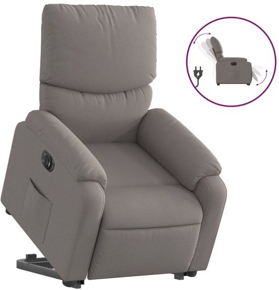 vidaXL Sta-op-stoel elektrisch verstelbaar stof taupe