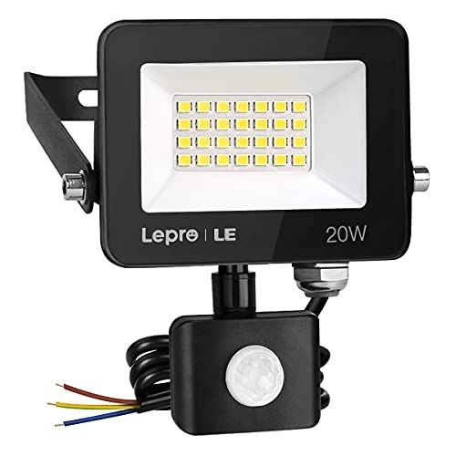 LEPRO 20 W LED-spot met bewegingsmelder - 1700 lm - 5000 K - Koudwit - Buitenspot - IP65