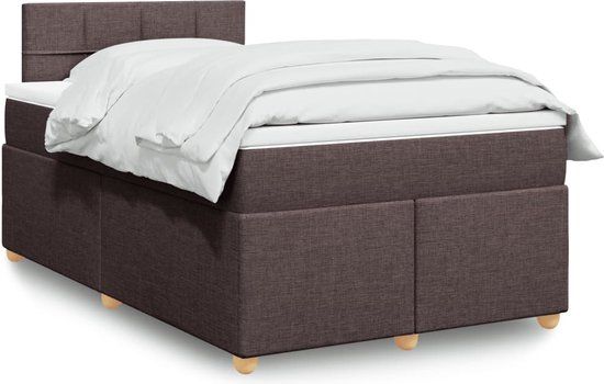 vidaXL Boxspring met matras stof donkerbruin 120x200 cm