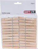 Get-It Wasknijpers naturel van hout - 24 stuks - 7,5 cm