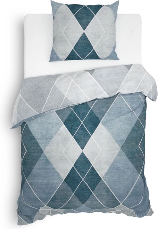 Heckett Lane Bettdeckenbezug 140x220 - Baumwoll-Satin Mit Wellen Design (Wavy Blue)