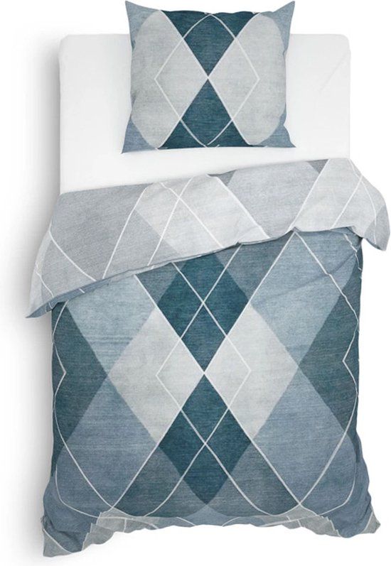 Heckett & Lane Danny Dekbedovertrek - Eenpersoons - 140x220 cm - Shady Blue
