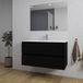 Saniclass Chaci Badkamermeubelset - 100x46x55cm - keramische wastafel wit - 1 wasbak - 1 kraangat - 2 lades - rechthoekige spiegel - mat zwart