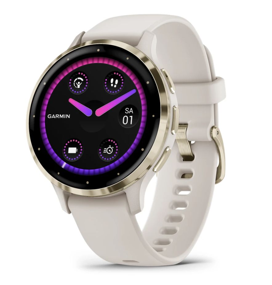 Garmin Venu 3S Smartwatch - 1.2" AMOLED Display - Gold/Ivory