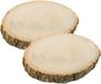 CHAKS Decoratie boomschijf met schors - 2x - hout - D30 x H2 cm - rond