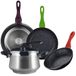 Verpakking met 3 braadpannen 20/24/28 cm van gesmeed aluminium + 6 l roestvrijstalen pan