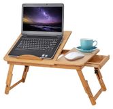 Merkloos Bamboe Laptoptafel bed - Ontbijtdienblad - Kantelbaar en in hoogte verstelbaar - Met lade