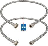 KOTARBAU® 2 Stuks - Flexibele Aansluitslang 1/2“x3/8“ - Aansluitslang Armatuur 90 cm - Flexibele Kraanslang - Wartelmoer x Knelkoppeling - Sanitaire Aansluitslang - Gevlochten Roestvrijstalen Aansluitslang