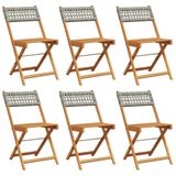 VidaXL Tuinstoel Terras Gecapitonneerde zitting Acaciahout, Polyrattan Grijs