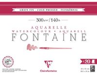 Clairefontaine 975504C Vierzijdig Gelijmd Blok Fontaine - 20 Vellen Wit Aquarelpapier 100% Katoen Fijne Korrel Professionele Kwaliteit 46x61 cm 300g