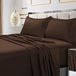 Literie en satin, coton égyptien, 600 fils, brun chocolat, King size