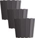 Prosperplast Set van 3 wood-look plantenpotten - dia 16.5 cm - antraciet