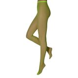 Apollo Fijne net panty - Fluor yellow - L-XL
