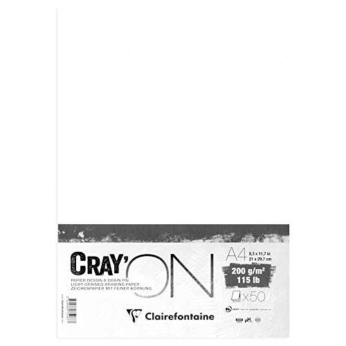 Clairefontaine Cray'On White Sketch Paper - A4 - 200 gsm - 50 Sheets