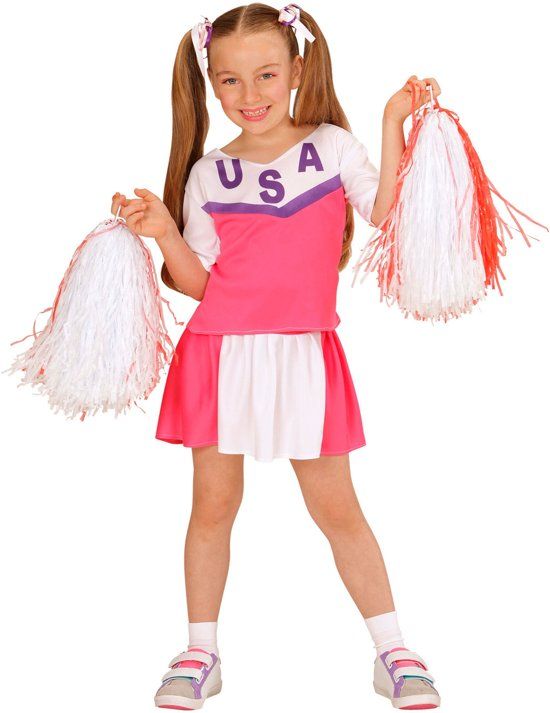 Generik Wit-roze cheerleader kostuum voor meisjes - Verkleedkleding