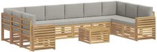 vidaXL - Buiten - bank - set - 11 - st - Wit - en - Lichtgrijs - Polyester