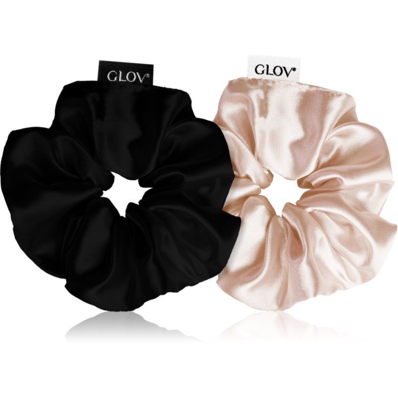 GLOV Satin Scrunchies satynowe gumki do włosów M Champagne/Black 2szt