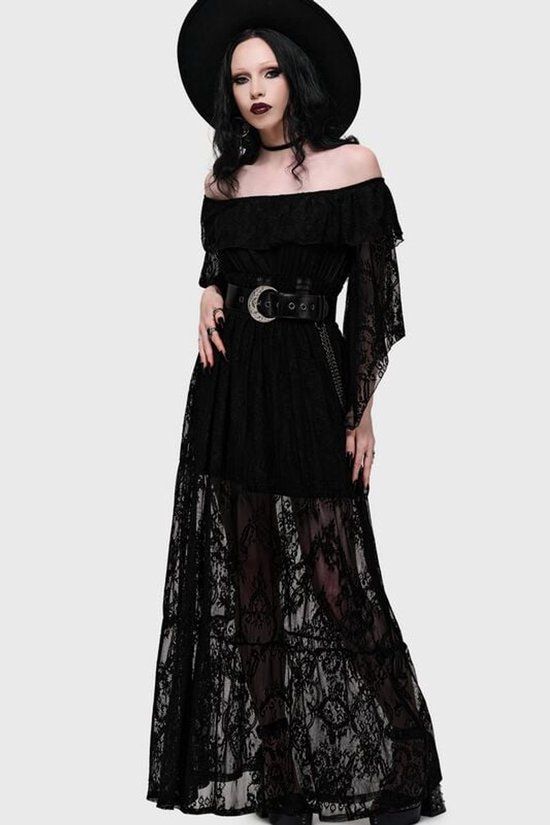Killstar Veil Of Dawn - Twilight Seraph Maxi Dress Dames Maxi-jurk - zwart - S