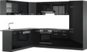 Vicco Hoekkeuken R-Line, Zwart hoogglans/Antraciet, 287 x 227 cm zonder werkblad