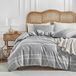 TRANKIELO® - Housse de couette double 260x240 cm – 100% microfibre, respirant, avec fermeture éclair et cordons, gris