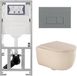 Geberit QeramiQ Dely Swirl Toiletset - 36.3x51.7cm - Geberit UP320 inbouwreservoir - met Burda frame - 35mm zitting - bedieningsplaat licht grijs - rechthoekige knoppen - mat zwart
