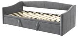 Canapé-lit 90x200 cm - Canapé-lit, lit de jour - Cadre en bois avec sommier à lattes - Velours, sans matelas - Gris