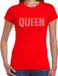 Bellatio Decorations Shoppartners Bv Glitter Queen t-shirt rood met steentjes/ rhinestones voor dames - Glitter kleding/ foute party outfit M