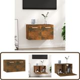 vidaXL Wandkast 60x36,5x35 cm bewerkt hout gerookt eikenkleurig