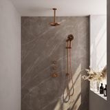 Brauer Copper Edition Thermostatische Regendoucheset Inbouw - Hoofddouche 20 cm - Handdouche 3 Standen - Doucheslang - Geintegreerde Glijstang