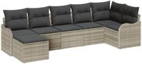 vidaXL Tuinbank Set Lichtgrijs Poly Rattan