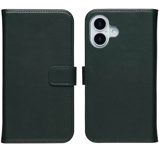 Selencia Echt Leren Bookcase voor de Apple iPhone 17 - Groen
