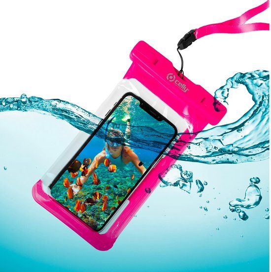 Celly Beschermhoes Splashbag 22 X 11 Cm Pvc Roze/transparant