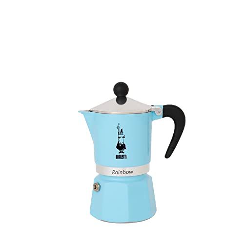 Bialetti Regenboog gekleurd koffiezetapparaat, aluminium, blauw, 6 kopjes, lichtblauw, 30 x 20 x 15 cm